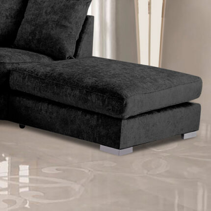 Boise Chenille Fabric Footstool In Black