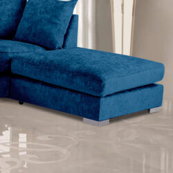 Boise Chenille Fabric Footstool In Marine blue