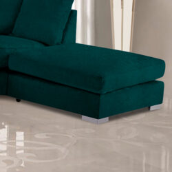 Boise Malta Plush Velour Fabric Footstool In Emerald
