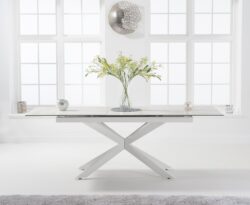 Boston 180cm Extending White Ceramic Dining Table with White Leg