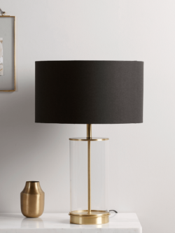 Brass & Black Glass Table Lamp