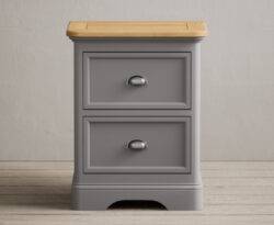 Bridstow Oak and Light Grey Painted 2 Drawer Bedside Chest
