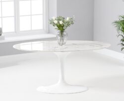 Brighton 160cm Marble Oval White Dining Table