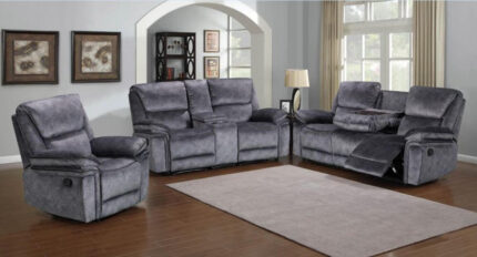 Brooklyn Genuine 3+2+1 Seater Reclining Sofa Suite Charcoal Grey Real Fabric In Stock