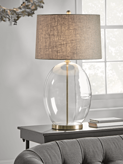 Brushed Brass & Glass Table Lamp