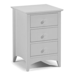 Caelia Three Drawers Bedside Tables In Dove Grey Lacquer