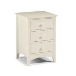 Cameo - 3 Drawer Bedside Table - Stone White Wooden