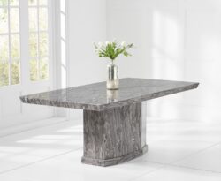 Carvelle 160cm Grey Pedestal Marble Dining Table