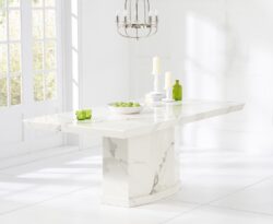 Carvelle 200cm White Pedestal Marble Dining Table