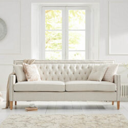Chartwell Chesterfield Ivory Linen 3 Seater Sofa