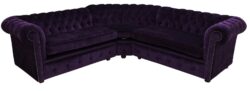 Chesterfield 2 Seater + Corner + 2 Seater Velluto Amethyst Purple Velvet Fabric Corner Sofa In Classic Style