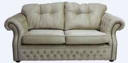 Chesterfield 2 Seater Orchidea Wheat Fabric Sofa Settee In Era Style