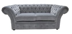 Chesterfield 2 Seater Pimlico Grey Fabric Sofa Settee Bespoke In Balmoral Style
