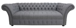 Chesterfield 3 Seater Buttoned Seat Grampian Steel Grey Fabric Sofa In Balmoral Style