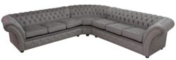 Chesterfield 3 Seater + Corner + 3 Seater Harmony Dusk Grey Velvet Crystal Corner Sofa In Balmoral Style