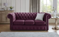 Chesterfield 3 Seater Fabric Malta Purple 01 Sofa