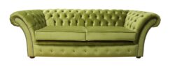 Chesterfield 3 Seater Malta Grass Green Velvet Sofa Settee Bespoke In Balmoral Style