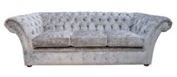 Chesterfield 3 Seater Nuovo Ash Grey Fabric Sofa Settee Bespoke In Balmoral Style