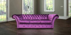 Chesterfield 3 Seater Sofa Settee Boutique Crush Purple Velvet Fabric In Balmoral Style