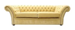 Chesterfield 3 Seater Sofa Settee Pimlico Corn Fabric In Balmoral Style