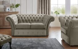 Chesterfield Beaumont 2 Seater Sofa & Club Chair Malta Putty 09