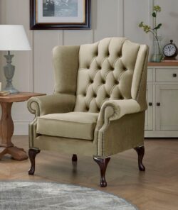 Chesterfield Carlton Flat Wing Armchairs Malta Parchment 10