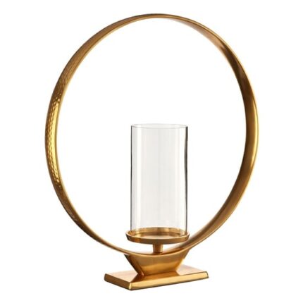 Circus Large Glass Candle Holder With Gold Aluminium Frame