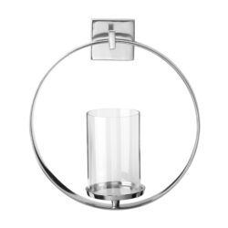Circus Round Wall Sconce Glass Candle Holder With Silver Frame