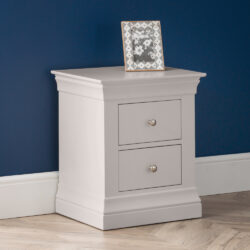 Clermont - 2 Drawer Bedside Table - Light Grey - Wooden