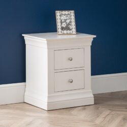 Clermont - 2 Drawer Bedside Table - White - Wooden