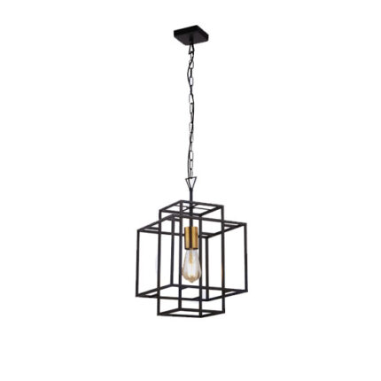 Crate 1 Pendant Light In Matt Black With Bronze Lamp Holder