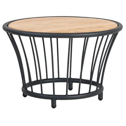 Crod Outdoor Roble Wooden Top Side Table With Grey Metal Frame