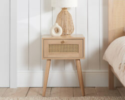 Croxley - 1 Drawer Bedside Table - Oak - Rattan - Wooden