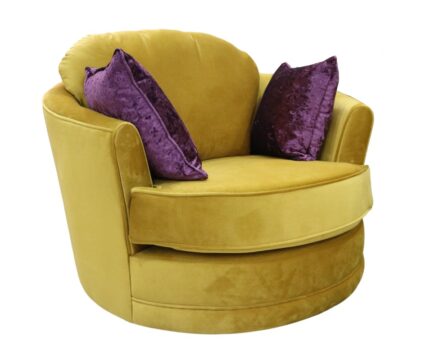 Cuddler Snuggle Malta Gold Real Velvet Swivel Armchair
