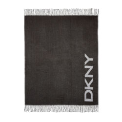DKNY Logo Woven Throw, Black & Grey
