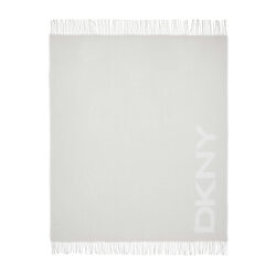 DKNY Logo Woven Throw, Grey & White