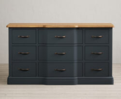Delphine Oak and Blue Painted 9 Drawer Wide Chest Of Drawers