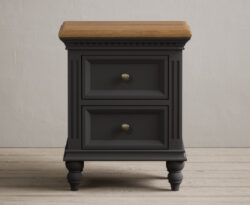 Francis Oak and Charcoal Grey Painted 2 Drawer Bedside Chest