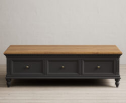 Francis Oak and Charcoal Grey Painted 6 Drawer Extra Large Coffee Table