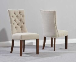 Francois Cream Fabric Dark Oak Leg Dining Chairs