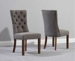 Francois Grey Fabric Dark Oak Leg Dining Chairs