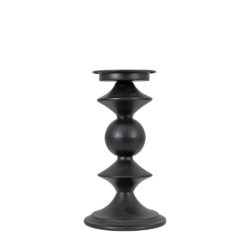 Gallery Interiors Hutton Pillar Candle Holder in Black / Large