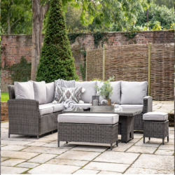 Gallery Outdoor Mileva Rectangle Dining Set Rising Table in Grey