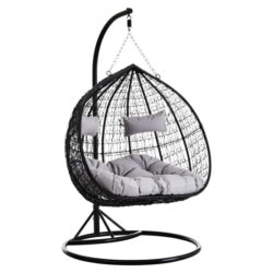 Gazit Outdoor Double Hanging Chair With Round Base In Black