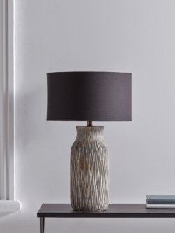 Greywashed Textured Wooden Table Lamp