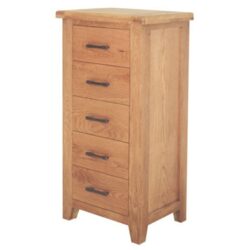 Hampshire Wooden Tall Chest Of Drawer In Oak With 5 Drawer