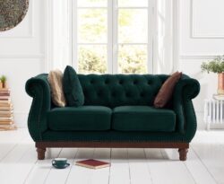 Harrow Chesterfield Green Velvet 2 Seater Sofa