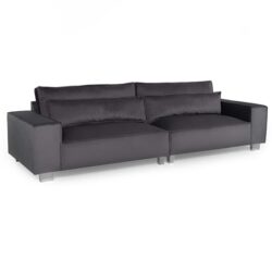 Hazel Fabric 4 Seater Sofa In Steel With Chrome Metal Legs