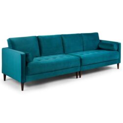 Hiltraud Fabric 4 Seater Sofa In Plush Teal