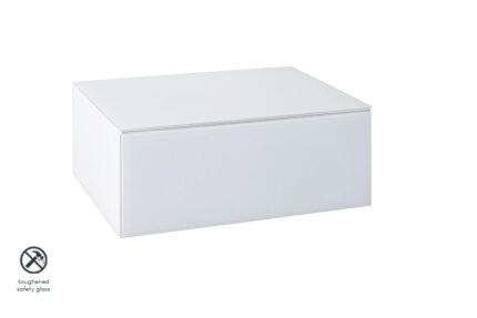 Inga White Glass Floating Bedside Table
